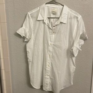 J. crew white. Ruffle sleeve button down